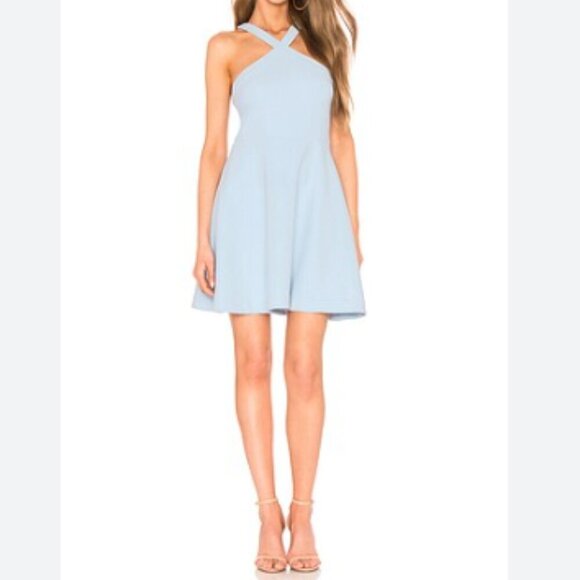 REVOLVE Likely Ashland Dress in Bell Blue Cross Neck Fit and Flare - Picture 1 of 7